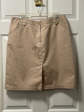 Hilliard & Hanson Classic Khaki Straight Skirt With Slit  Size 14
